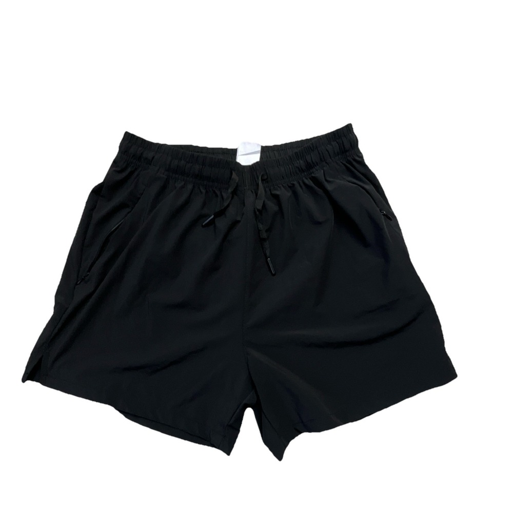 FASHION Men's Black Athletic Shorts 92% Nylon 8% Elastane Drawstring Size L